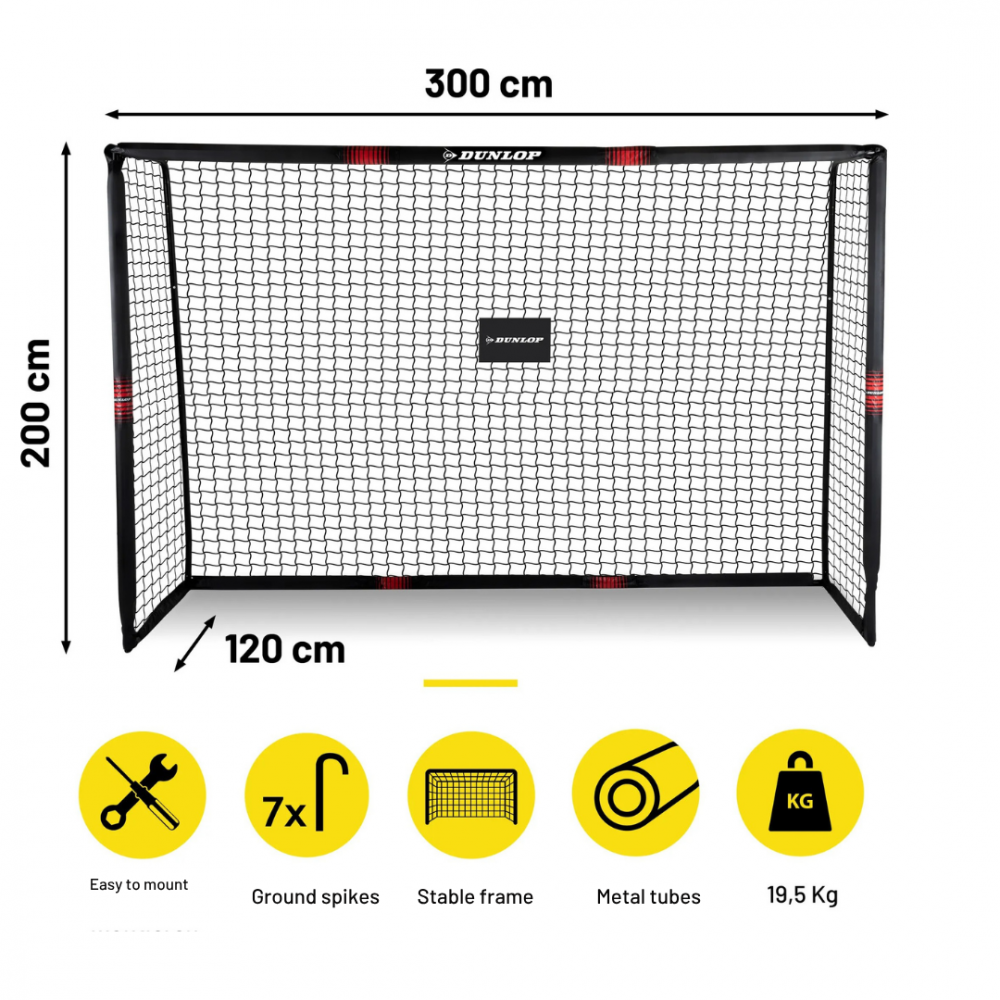 Poartă Fotbal Dunlop 300x200 cm | Antrenament Profesional - imagine 3