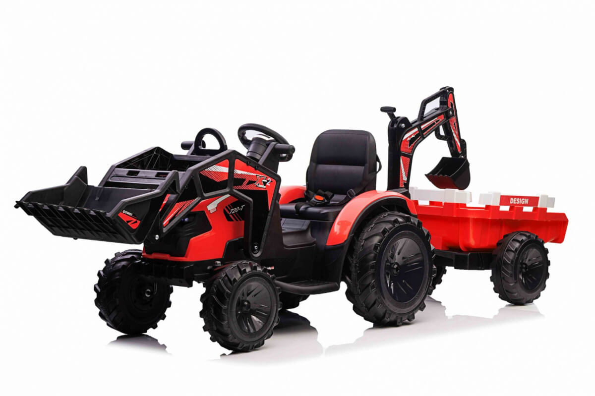Tractor Excavator Electric cu Remorcă XXL, Roșu - imagine 5