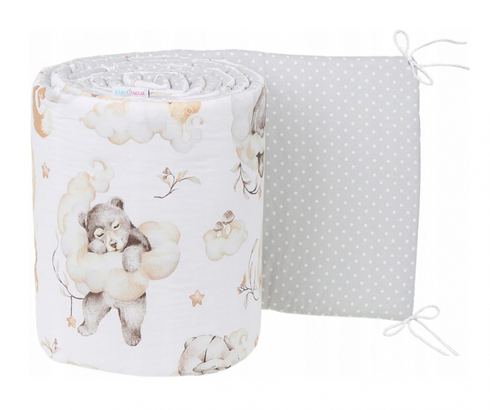 Aparatoare Patut BabyMam Sleepy Bears Grey, 180x30cm - imagine 9