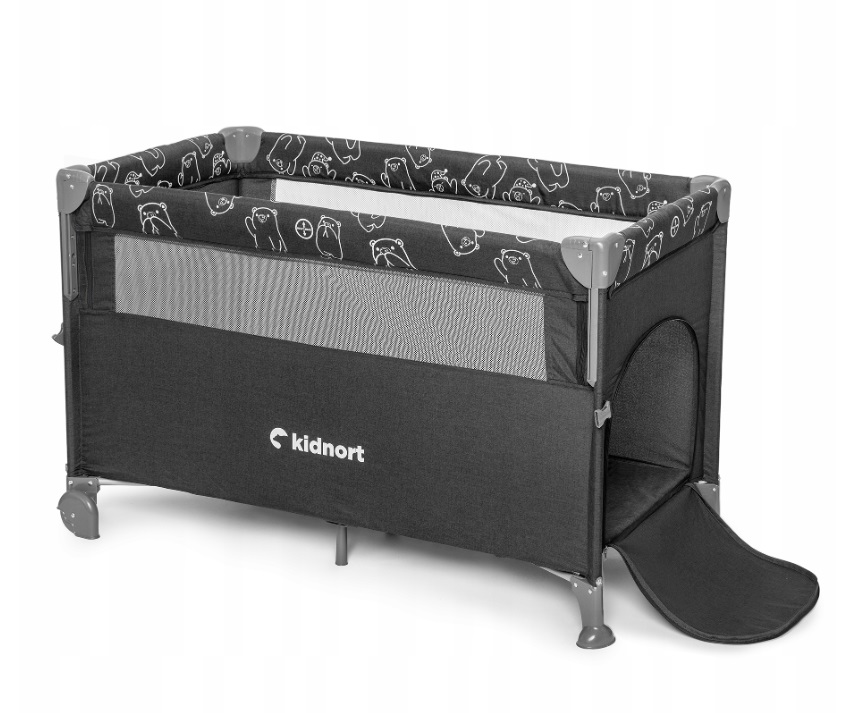 Patut pliabil 3in1 Kidnort cu saltea Dark Grey - imagine 8