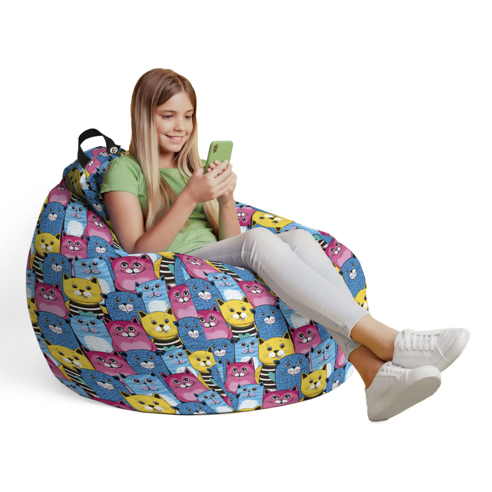 Husă Puf Bean Bag Tip Para L, Smiley Cats, Updeco - imagine 4