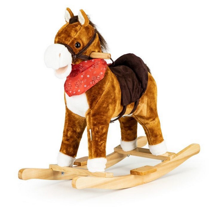 Calut Balansoar Ecotoys cu Sunete si Miscare, Maro - imagine 8