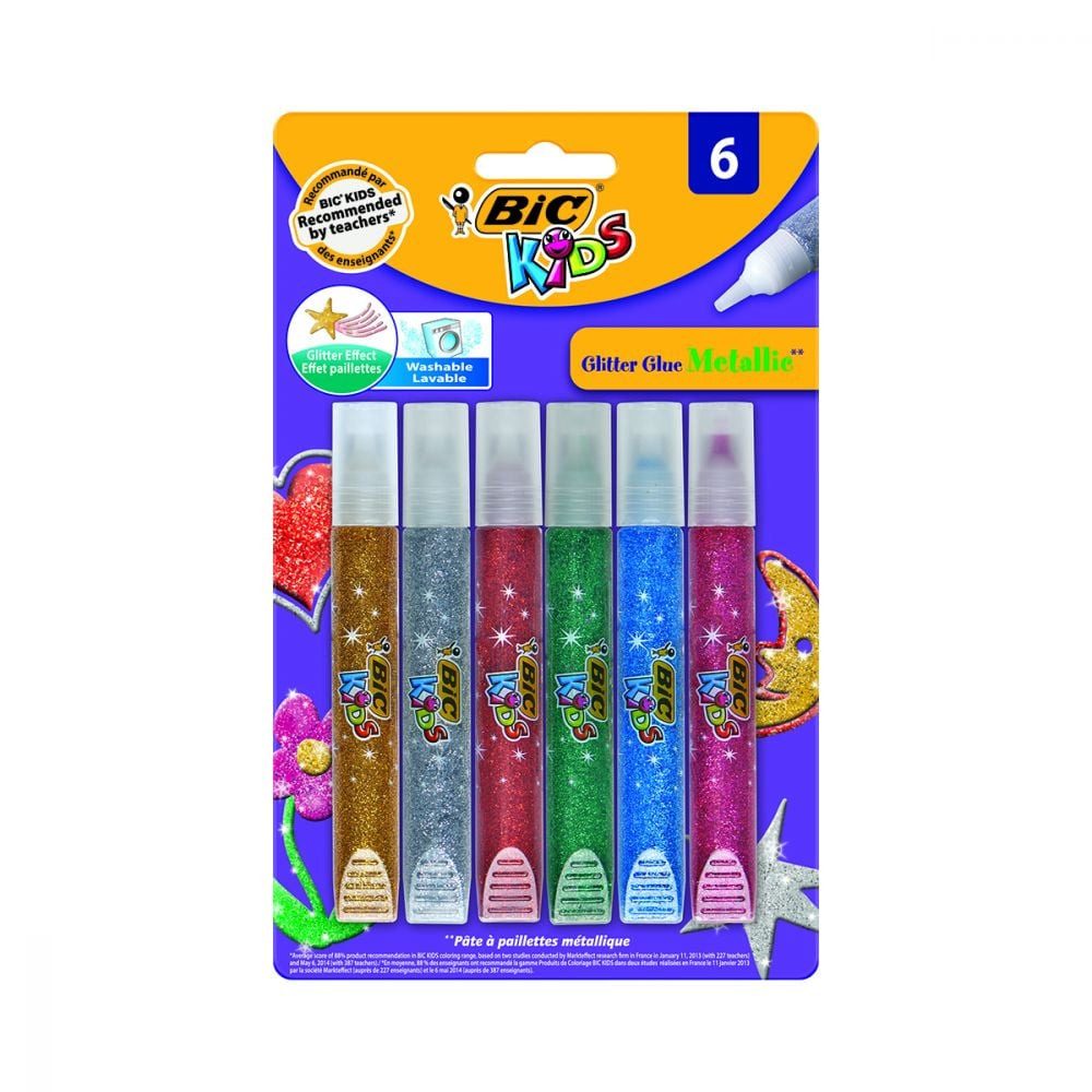 Lipici Glitter Metallic Bic Kids, Set 6 Culori