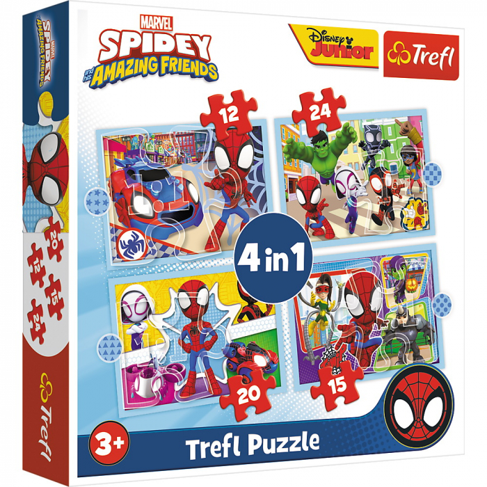 Puzzle Trefl 4in1 Spiderman Echipa | Joc educativ