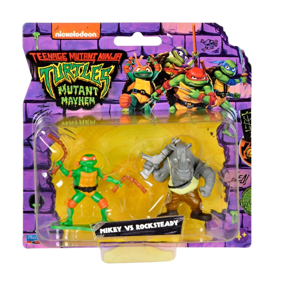 Set Figurine Mikey vs Rocksteady | Testoasele Ninja