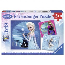 Puzzle Frozen Elsa, Anna și Olaf 3x49 piese Ravensburger - imagine 2