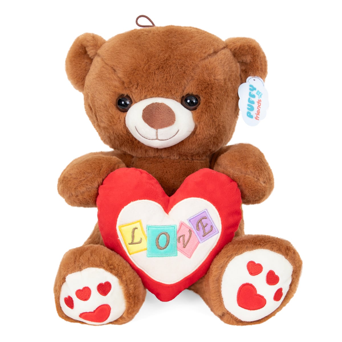 Ursulet Plus Puffy Friends cu Inima, 30 cm