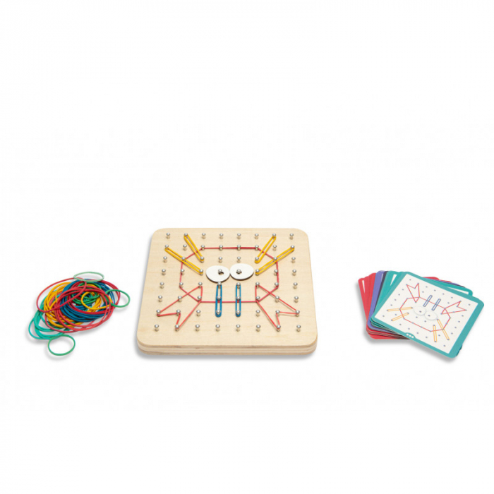 Joc educativ Geoboard BS Toys din lemn, +4 ani