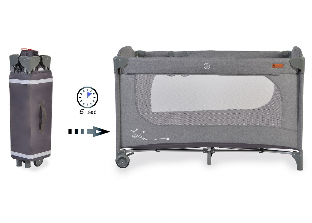 Patut pliabil Cangaroo SkyGlow Grey cu 1 nivel - imagine 6
