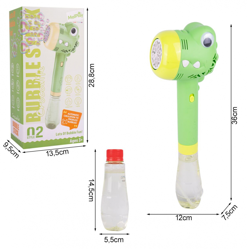Pistol Baloane Sapun Bubble Dino cu Lumini Malplay - imagine 8