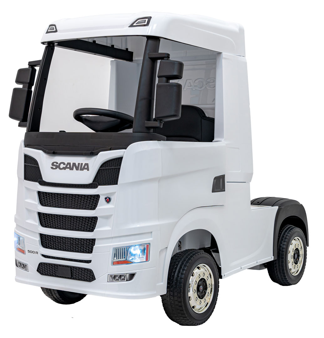 Camion electric pentru copii 1-5 ani Scania R-SERIA 4x4 140W (HL698) Alb - Autokids.ro
