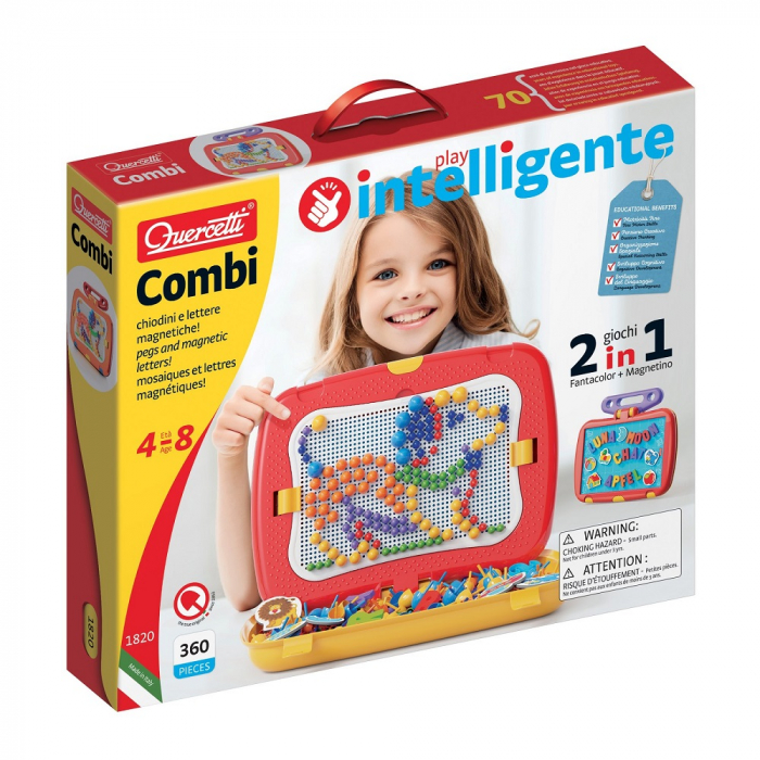 Quercetti Combi - Joc Mozaic și Magnetic 2 în 1