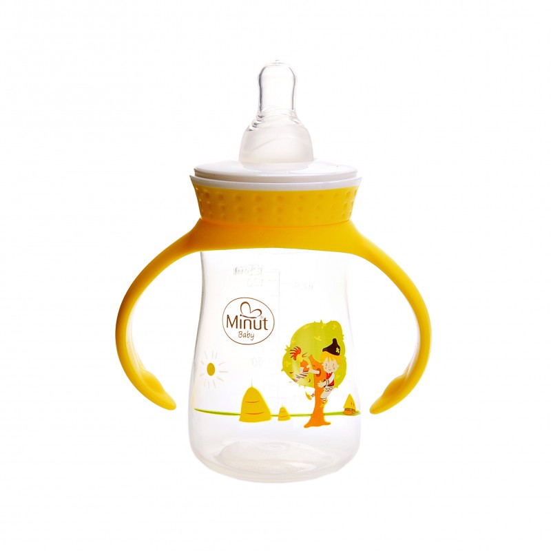 Biberon Pupaza din Tei 125ml cu Manere | Minut Baby