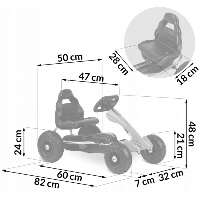 Kart Pedale Ricokids RK-591 Negru | Roti Gonflabile - imagine 8