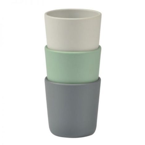 Set 3 Pahare Silicon Beaba Sage Green - Sigur - imagine 2