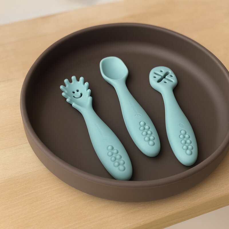 PetiteMars Set 3 Lingurite Silicon Flexibile, Fara BPA - imagine 3