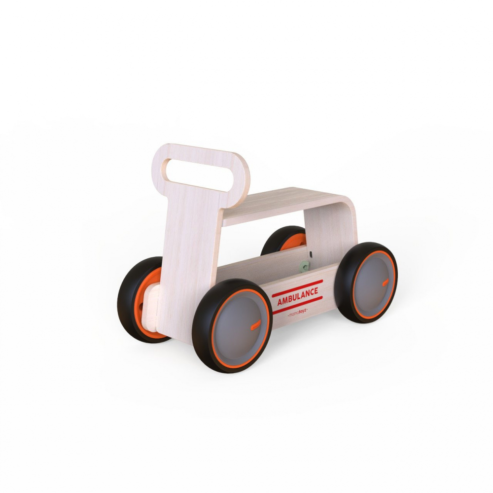 MamaToyz Ambulanta 3 in 1 Ride-On Lemn - imagine 6