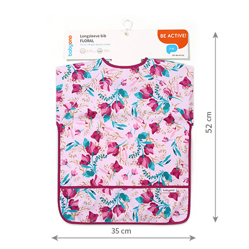 Baveta Babyono cu mânecă lungă, model floral - imagine 2