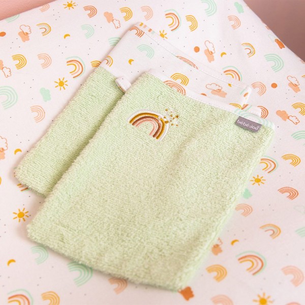 Mănuși Baie Bebe Jou Rainbow Sky, Set 2 Bucăți