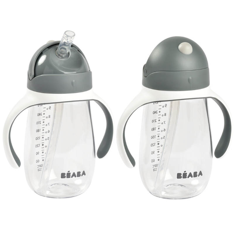 Cana cu pai Beaba Tritan 300ml Mineral Grey