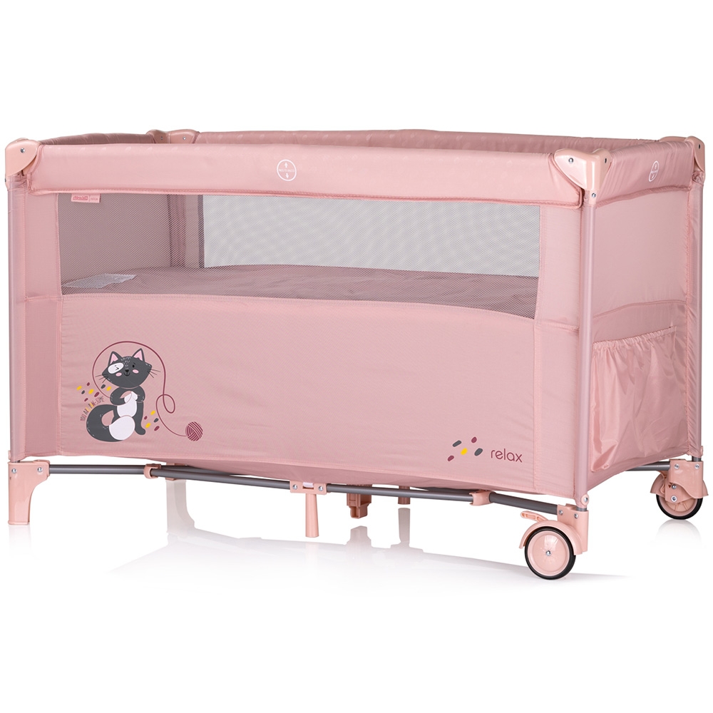 Patut Chipolino Relax Pink Pliabil cu Laterala Culisanta - imagine 2
