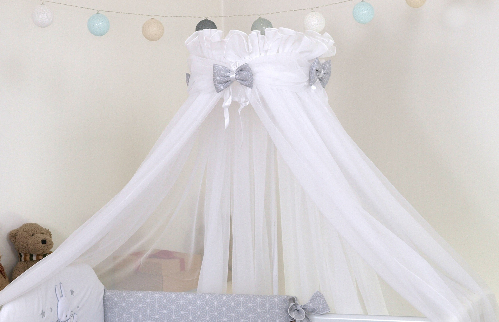 Baldachin Amy Sky Bunny Grey - Protecție Patut Bebe - imagine 8