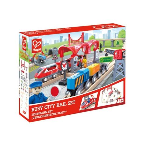 Set Tren Urban Lemn Hape - 51 Piese - imagine 2
