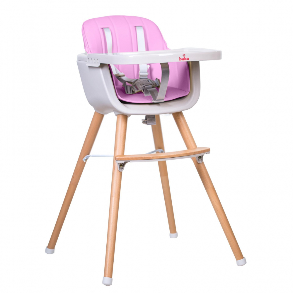 Buba Carino 2-in-1 Scaun Lemn Fag Roz - imagine 4