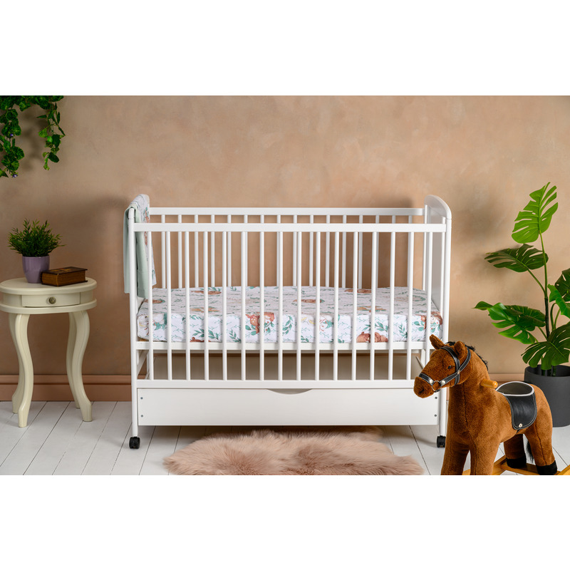 Pătuț Qmini Timmi Elephant Alb 120x60 cm cu Sertar - imagine 7