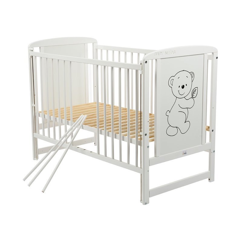 Patut Timmi Babyneeds 120x60 cu Laterala Culisanta, Alb - imagine 3