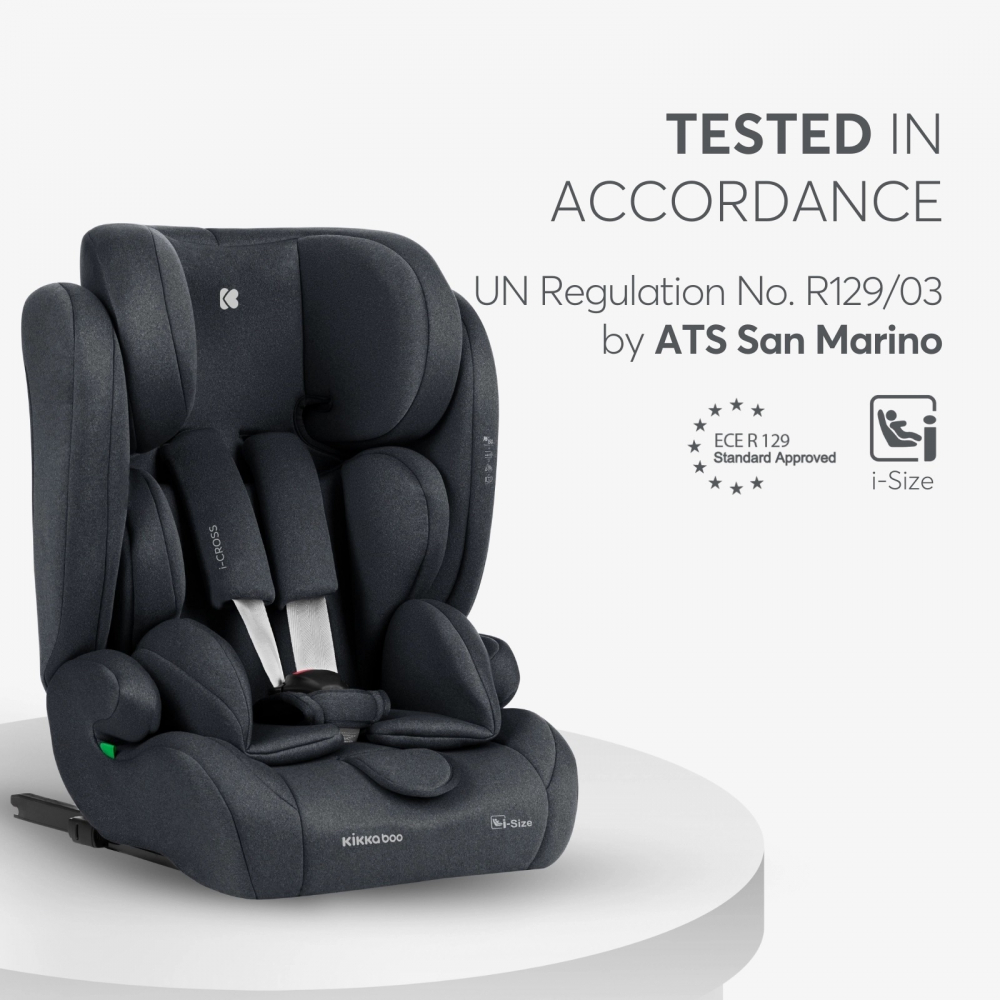 KikkaBoo i-Cross i-SIZE, ISOFIX, Gri Închis - imagine 7