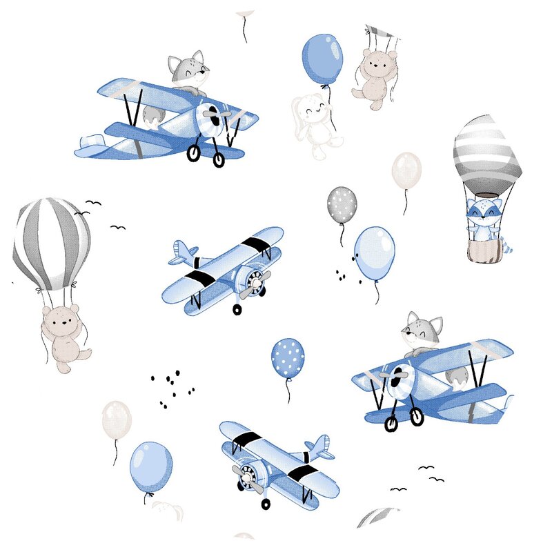 Lenjerie Patut MimiNu 3 Piese Blue Plane 120x60