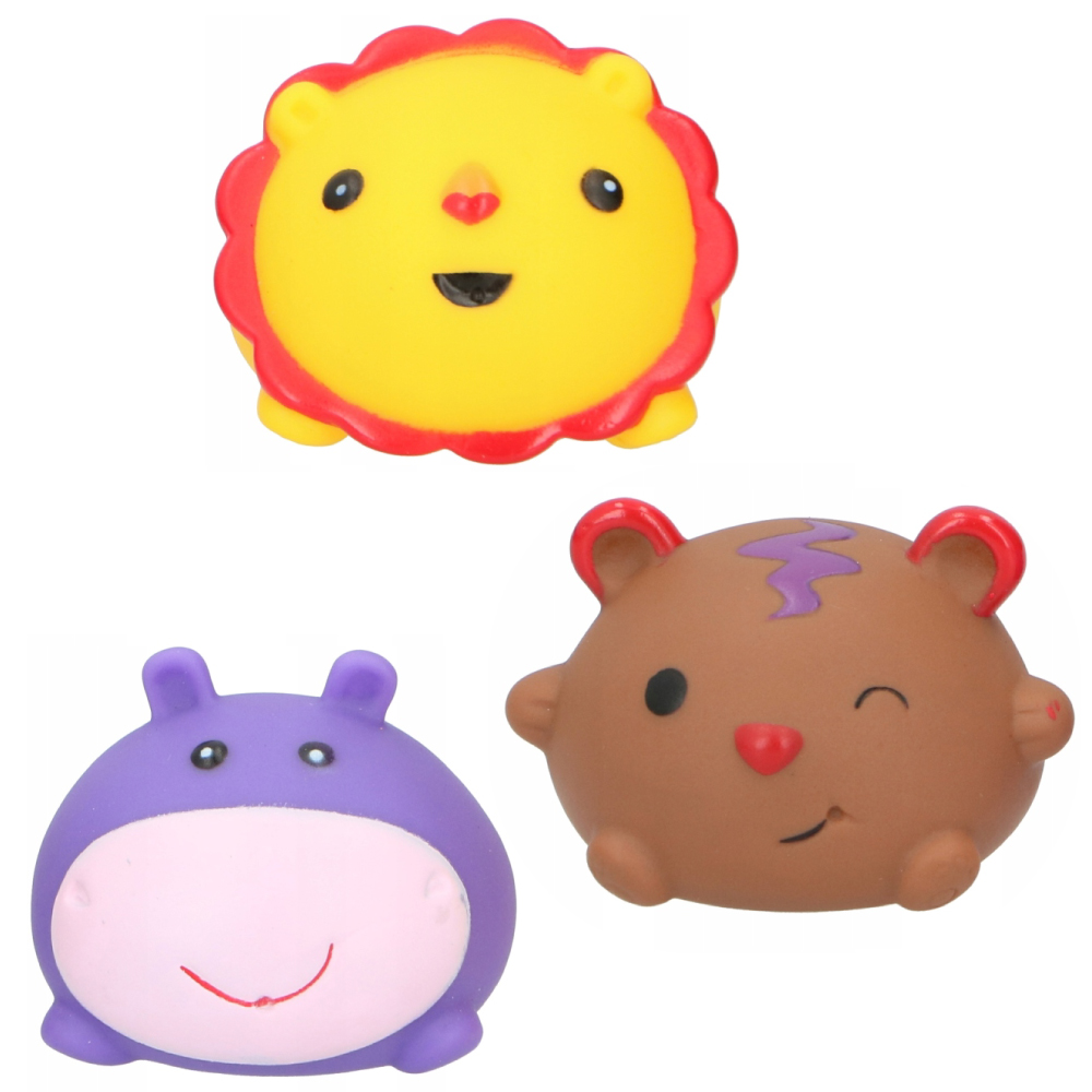 Set 3 jucării de baie Eddy Toys - Hipopotam, Leu, Ursulet - imagine 3