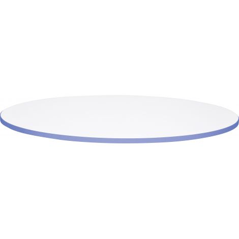 Blat Masa Rotund Quadro Alb, Cant Albastru Marin