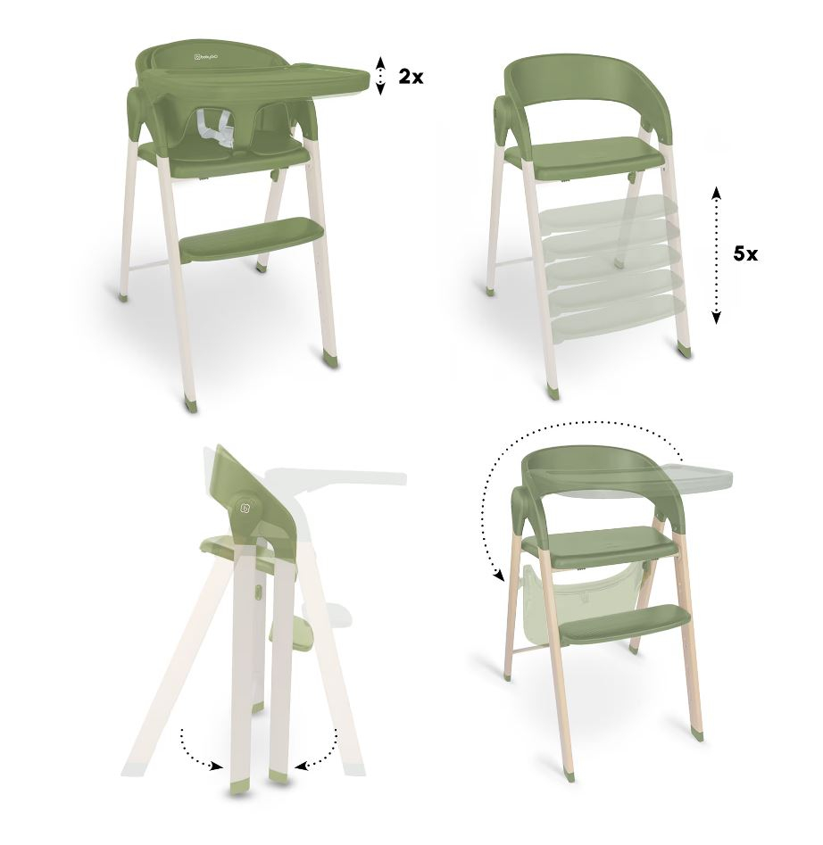 Scaun de masă 3 în 1 BabyGo Khaki Transformabil - imagine 4