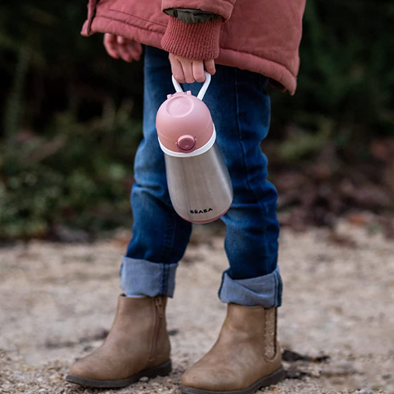 Sticlă Inox Beaba 350ml Old Pink | Ideală Copii - imagine 4