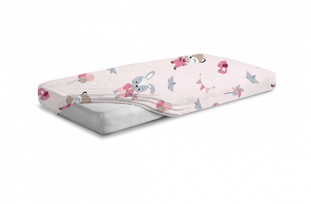 Cearceaf BabyMam Pink Balloons 100% Bumbac
