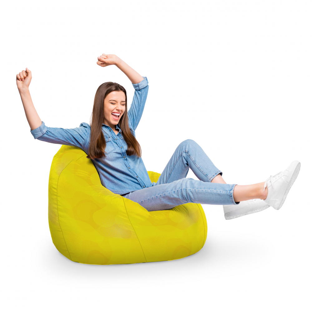Fotoliu Puf Bean Bag XL Updeco, Abstract Galben