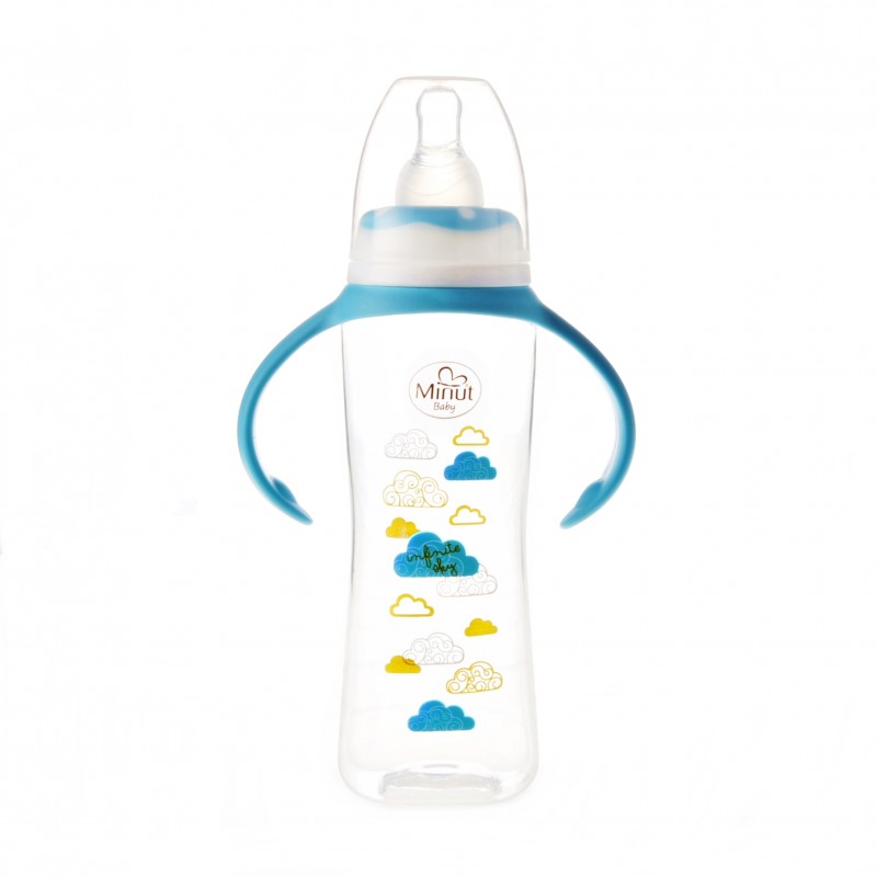 Biberon Minut Baby 250ml cu Mânere, 6+ luni, Bleu - imagine 2