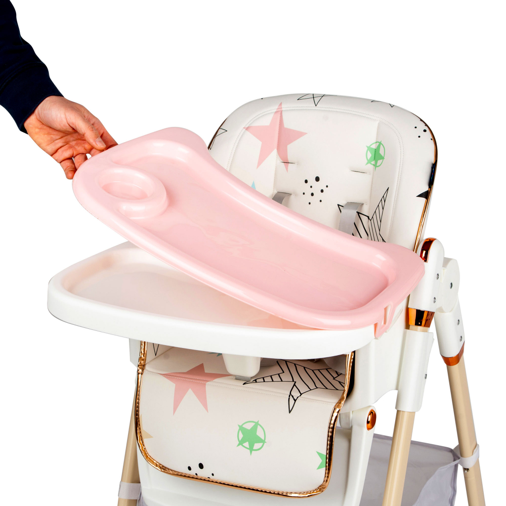 Scaun de masa Juju EatFun Pink Stars | Comoditate - imagine 2