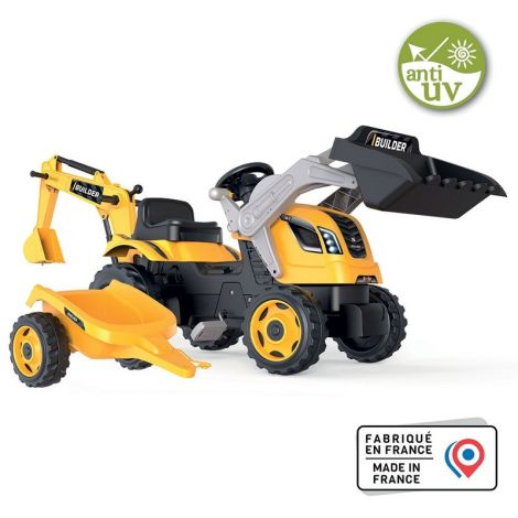 Tractor Smoby cu Pedale si Remorca Builder Max - imagine 4