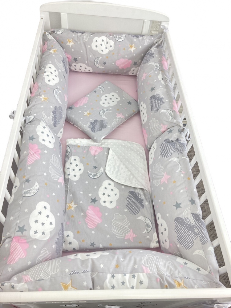 Set Lenjerie Patut 6 piese Deseda Gri-Roz
