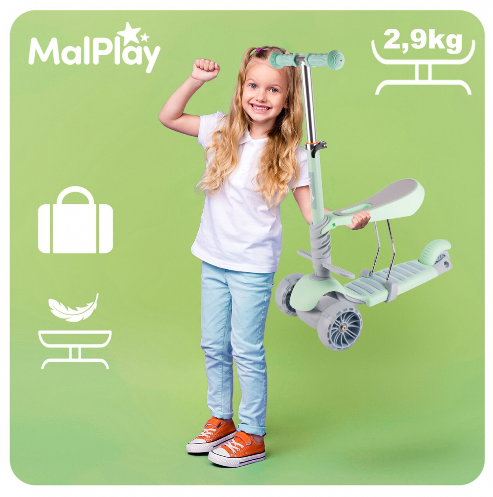 Trotineta Malplay 2-in-1 cu Scaun pentru Copii - imagine 4