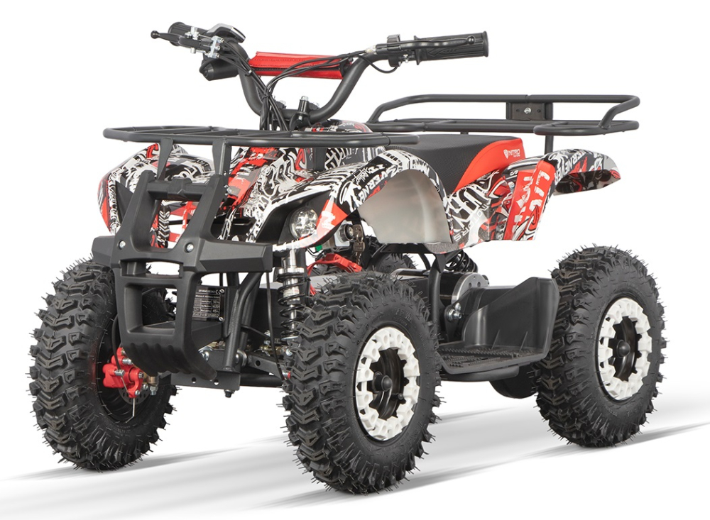 ATV electric pentru copii NITRO Torino Quad 1000W 36V 12Ah, Snowy tyres, grafiti white