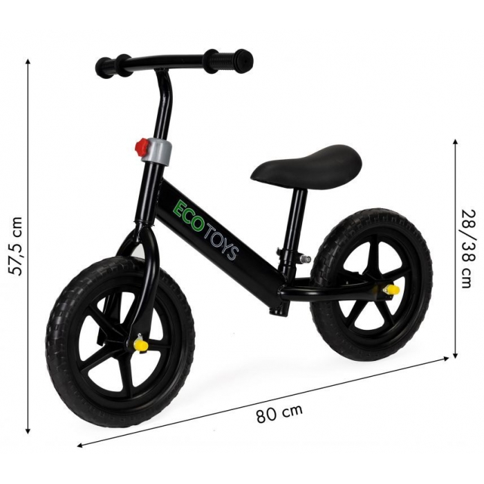 Bicicleta Ecotoys fără pedale, 3 ani+, Negru - imagine 4