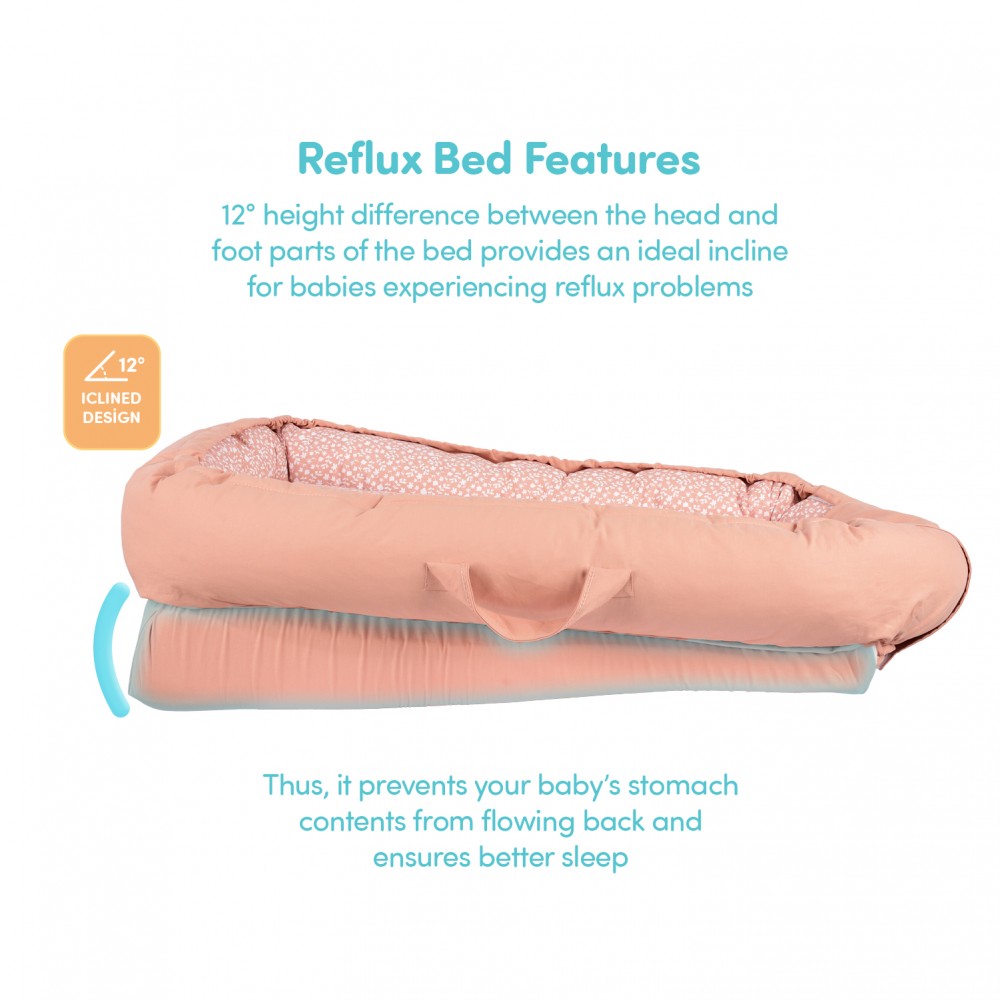 Co-sleeper SeviBebe Anti-Reflux Salmon Pink - imagine 3
