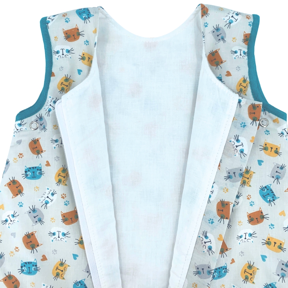 Sac de dormit KidsDecor Miau Miau, bumbac, 130 cm - imagine 4