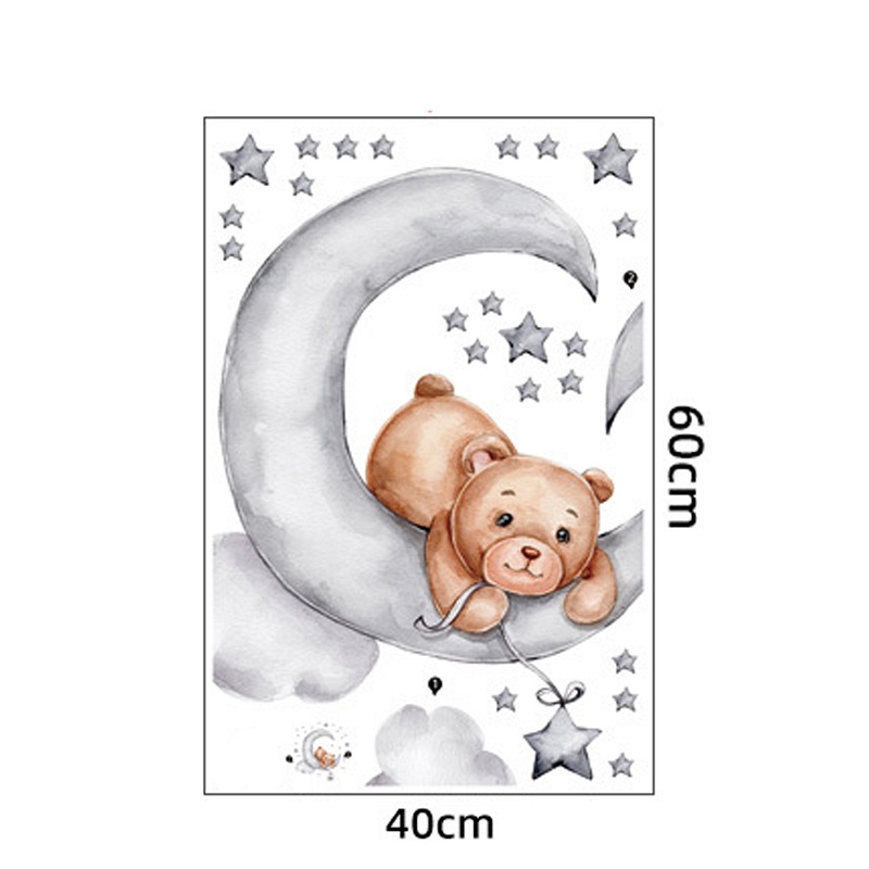 Sticker Decorativ Ursulet pe Lună Sipo, 62x60 cm - imagine 7