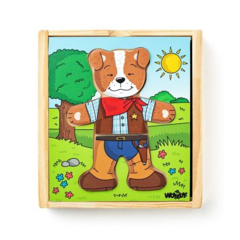 Puzzle lemn Imbraca Catelul Woodyland - Educativ