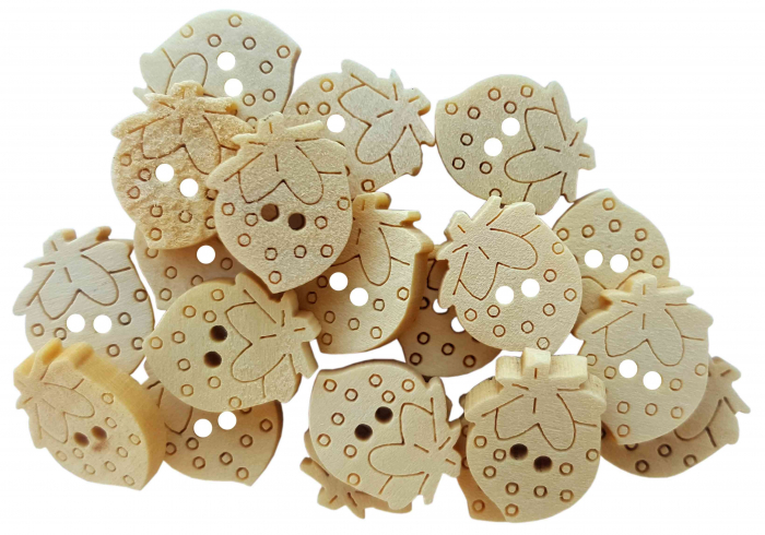 Set 20 Butoni Capsuni Lemn 1.5cm Colorart